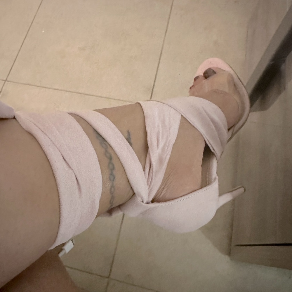 Beautiful light pink strap heels